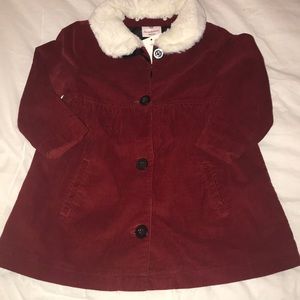 NWT Hanna Anderson Coat red with faux fur collar
